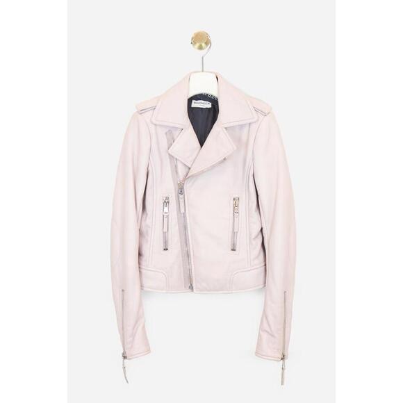 Balenciaga Jackets & Blazers - Balenciaga Light Pink Double Collared Half Zip Jacket Lamb